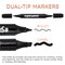 U.S. Art Supply Super Markers Black Dual Tip Fabric Markers Permanent for Clothes - Set of 6 Fabric Pens with Permanent Ink, Double-Ended with Chisel Point and Fine Point Tips